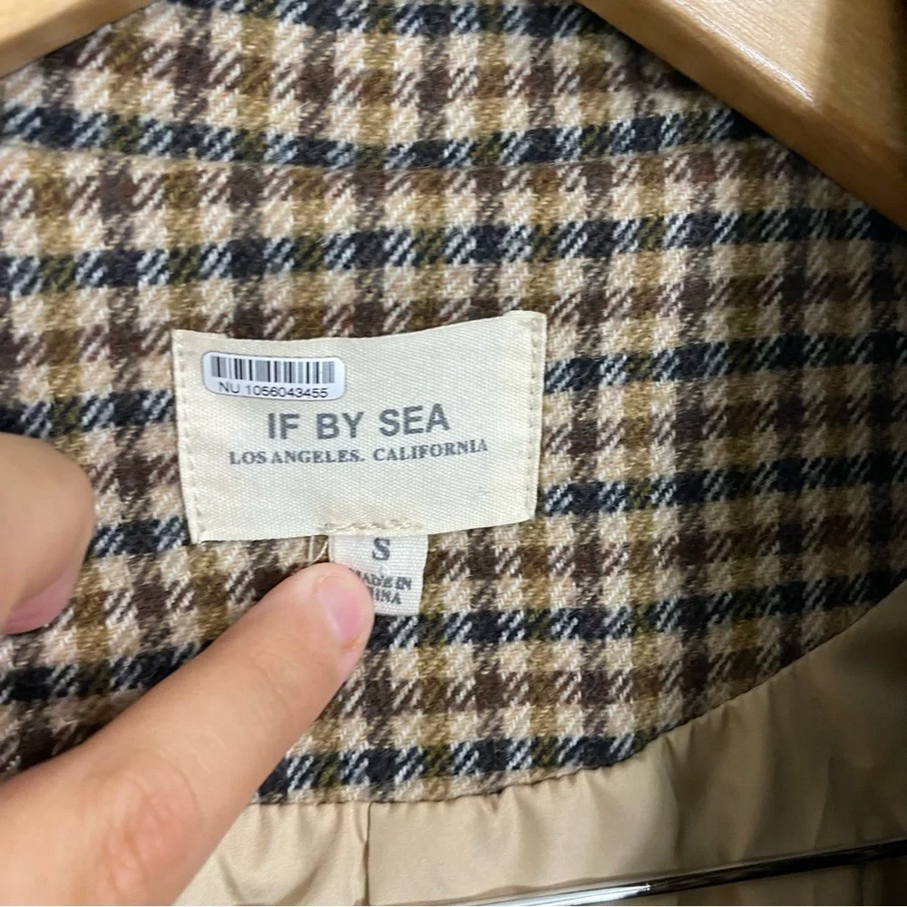Anthropologie If By Sea Menswear‎ Plaid Overcoat City Coat Brown Academia Small - Picture 5 of 13